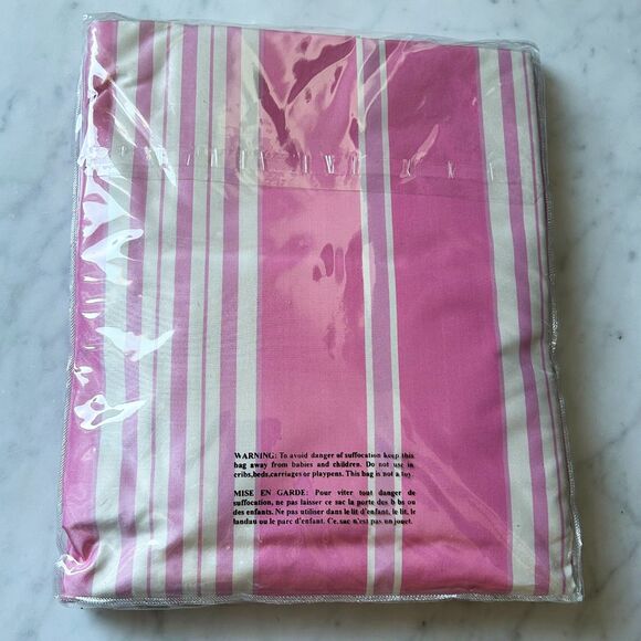 Pottery Barn Teen Pink Stripe Silk Drapes - 1 Panel 52" W x 63"L w/Drapery Hooks - Picture 3 of 3